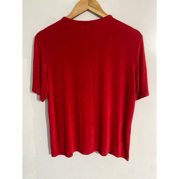 Chico’s Travelers t shirt women’s size 2 red stretch slinky casual comfort - Picture 4 of 4